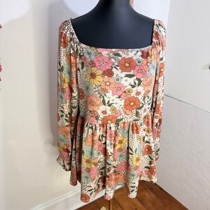 Haptics by Holly Harper Boho‎ Floral Long Sleeve Dress